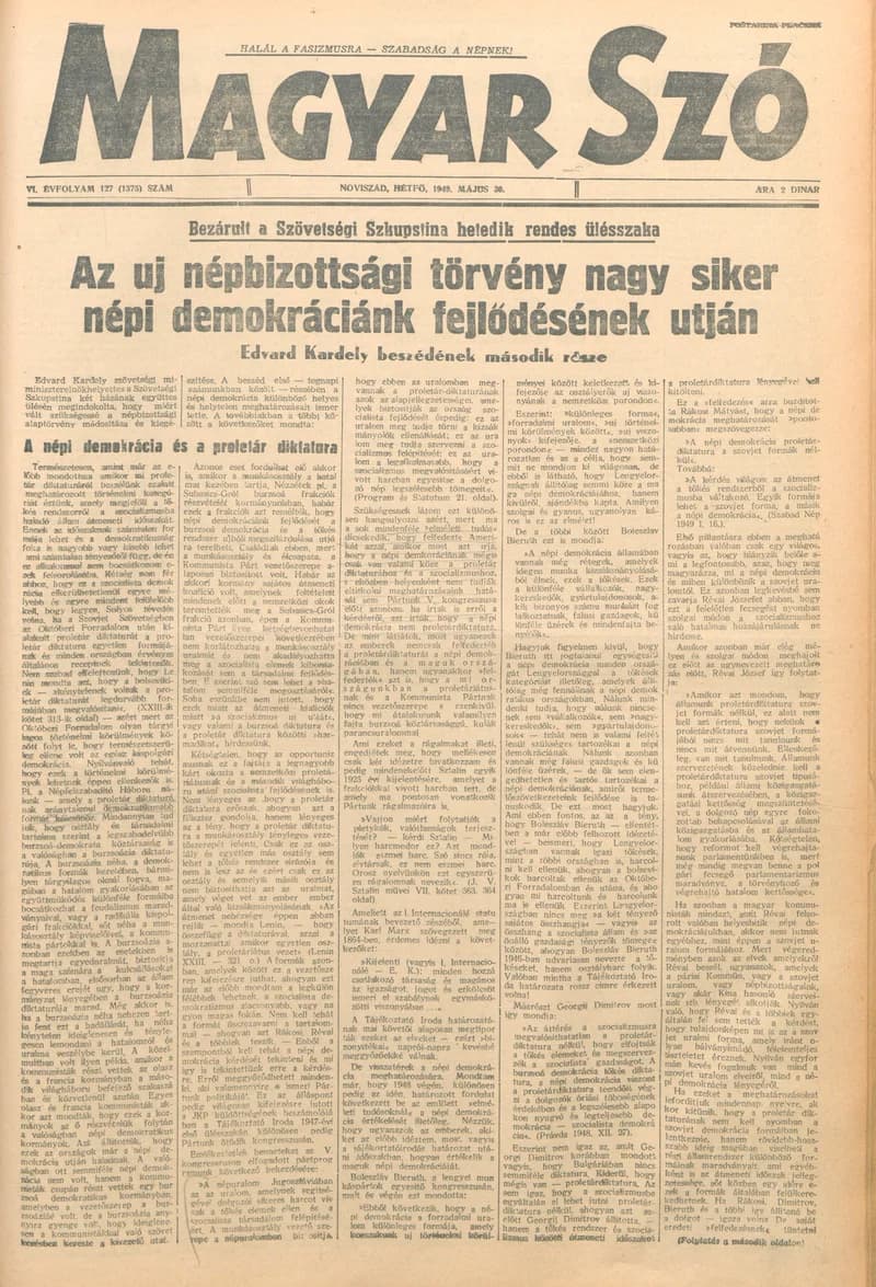 Magyar Szó, 6. évf. 1949. május 30. 127. sz. 1–6. oldal
