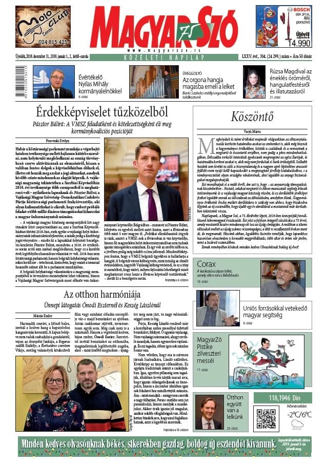 Magyar Szó, 75. évf. 2018. december 31. – 2019. január 2. 304. sz. 1–32. oldal