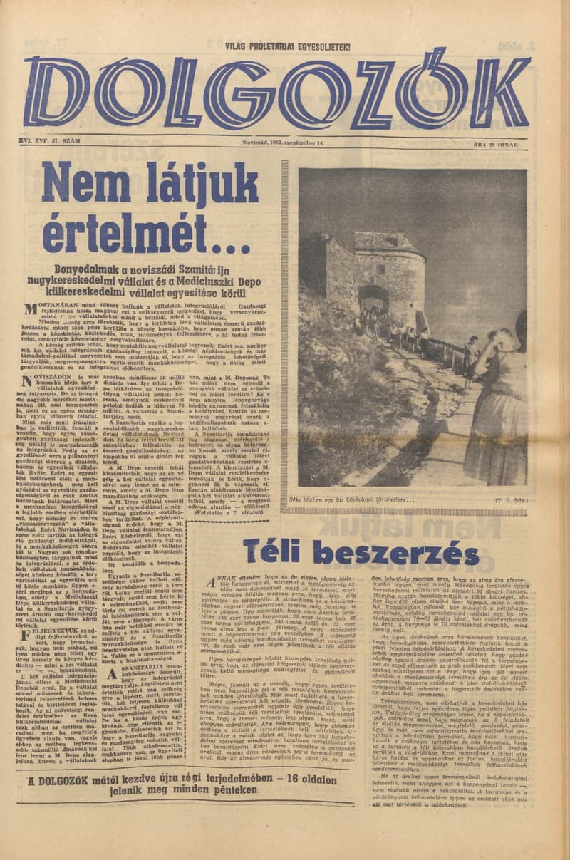 Dolgozók, 16. évf. 1962. szeptember 14. 37. sz.