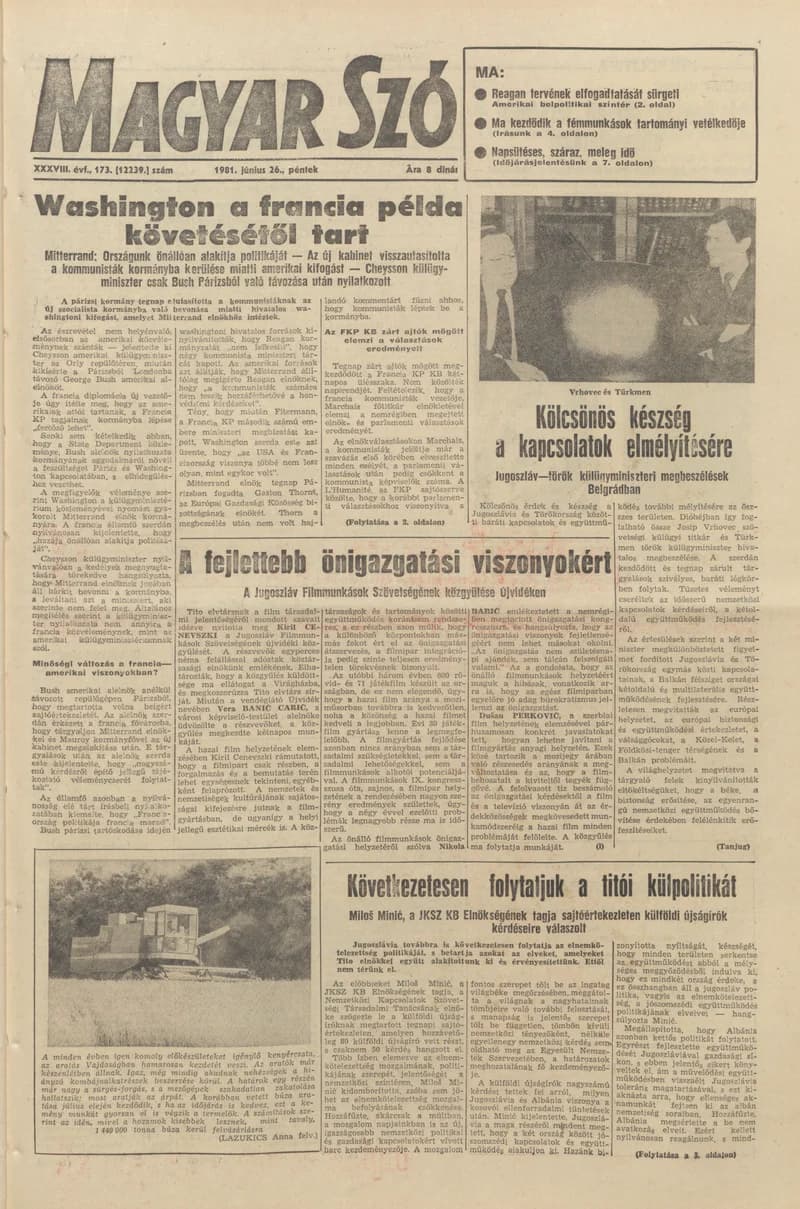 Magyar Szó, 38. évf. 1981. június 26. 173. sz.
