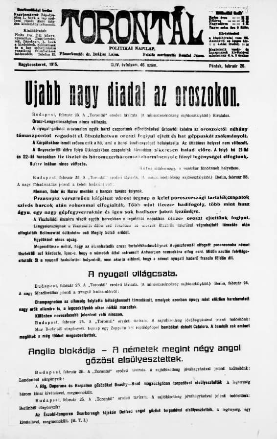 Torontál, 44. évf. 1915. február 26. 46. sz.