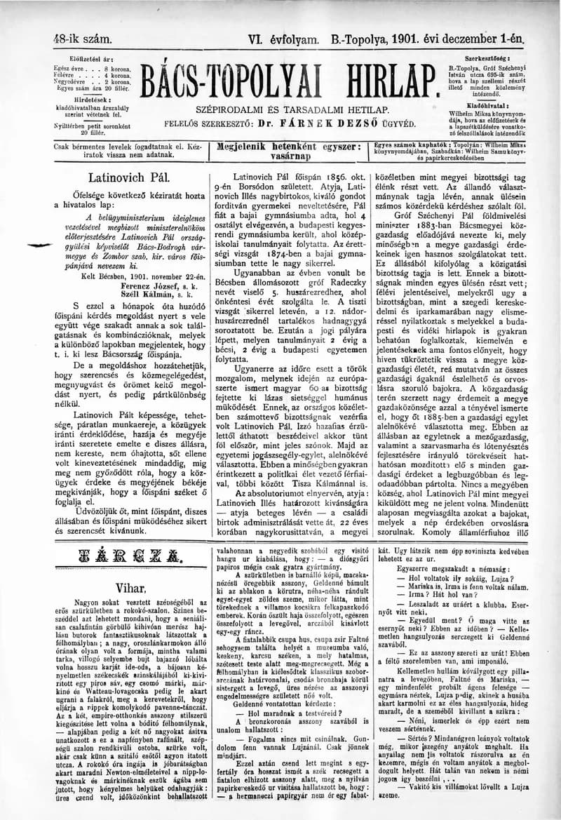Bács-Topolyai Hirlap, 6. évf. 1991. december 1. 48. sz.