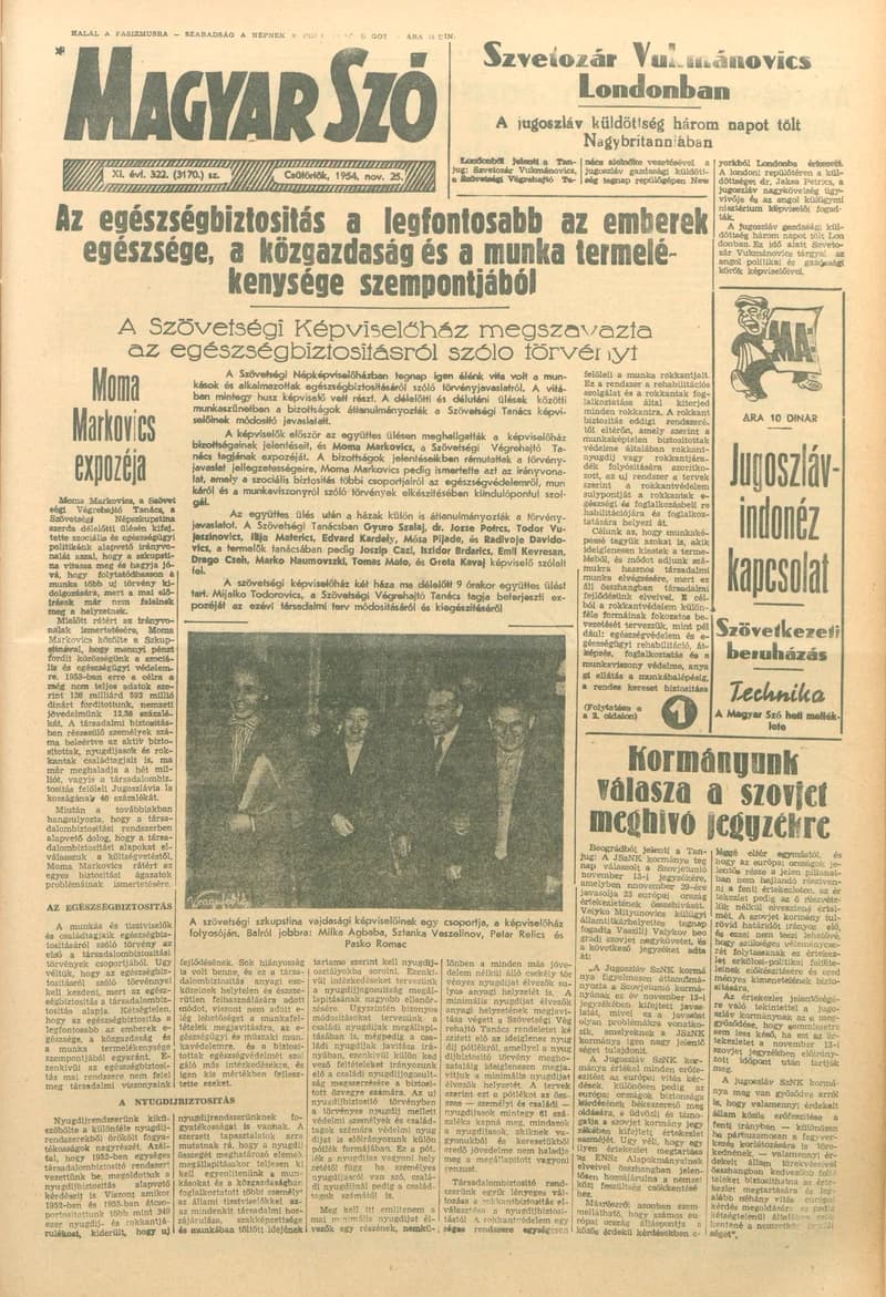 Magyar Szó, 11. évf. 1954. november 25. 322. sz. 1–12. oldal
