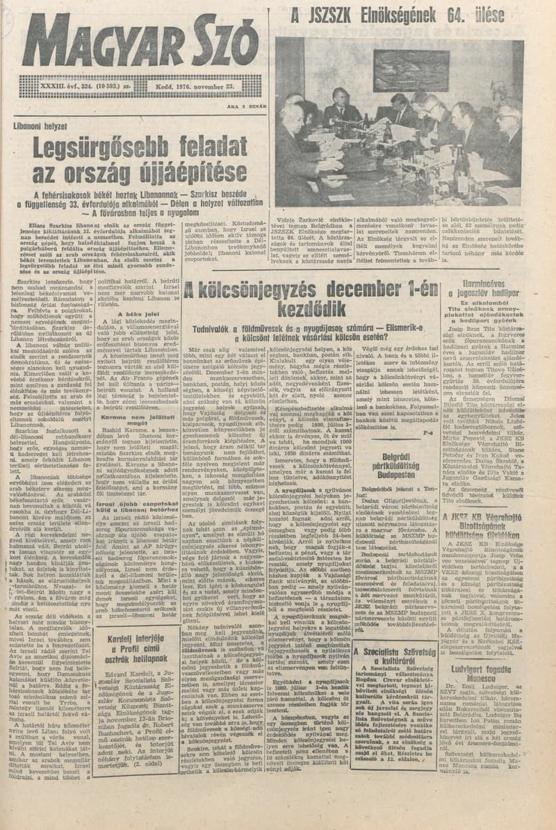 Magyar Szó, 33. évf. 1976. november 23. 324. sz. 1–20. oldal