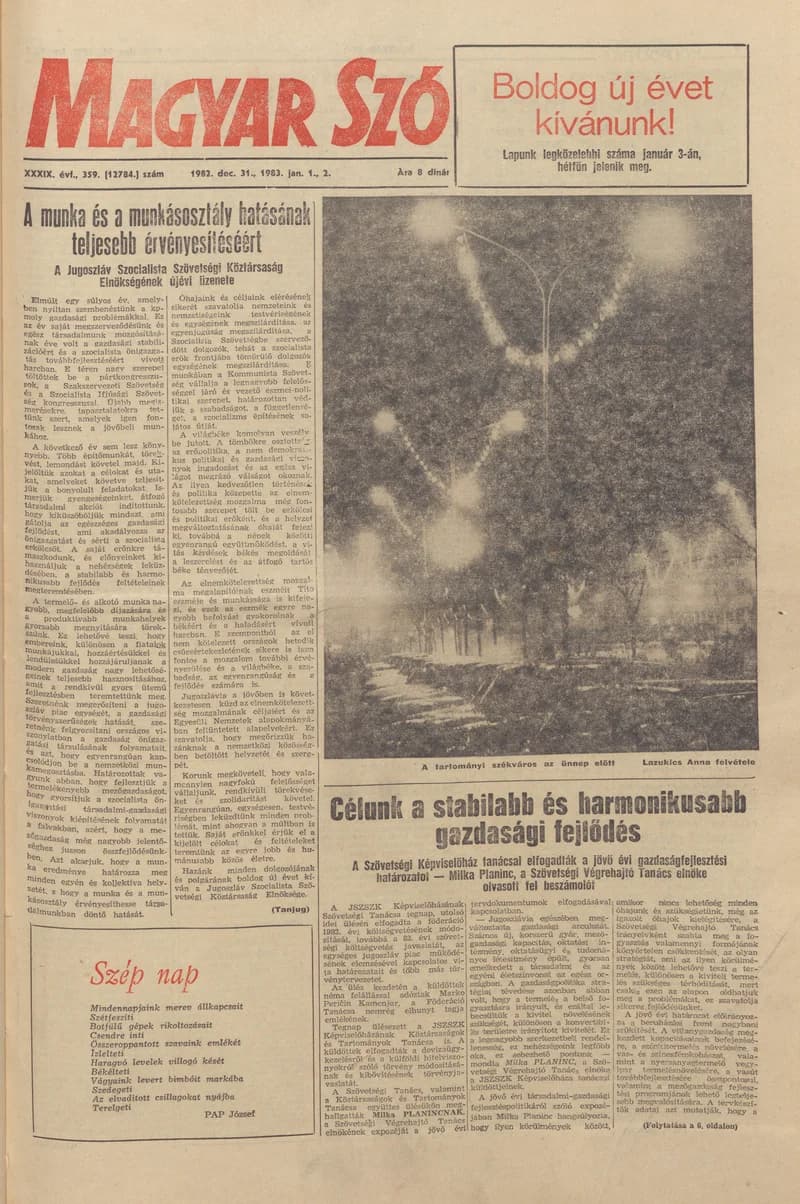 Magyar Szó, 39. évf. 1982. december 31. – 1983. január 2. 359. sz. 1–40. oldal
