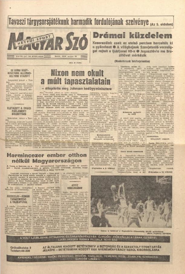 Magyar Szó, 27. évf. 1970. május 18. 134. sz. 1–16. oldal