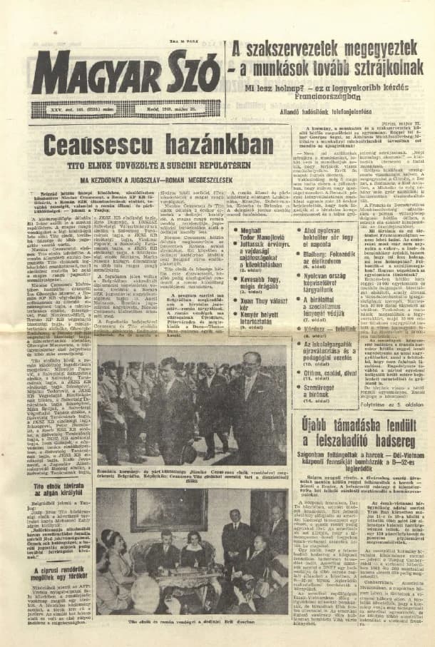 Magyar Szó, 25. évf. 1968. május 28. 145. sz. 1–16. oldal