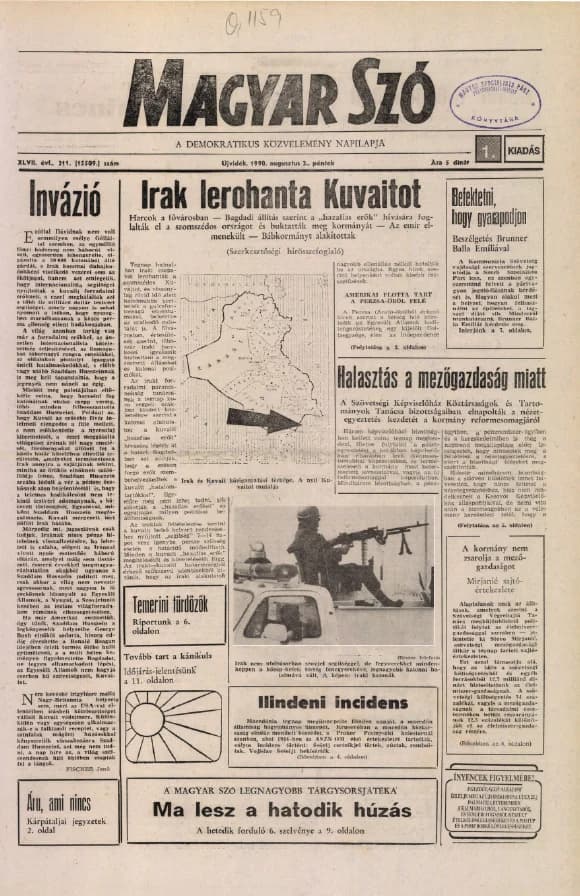 Magyar Szó, 47. évf. 1990. augusztus 3. 211. sz. 1–16. oldal