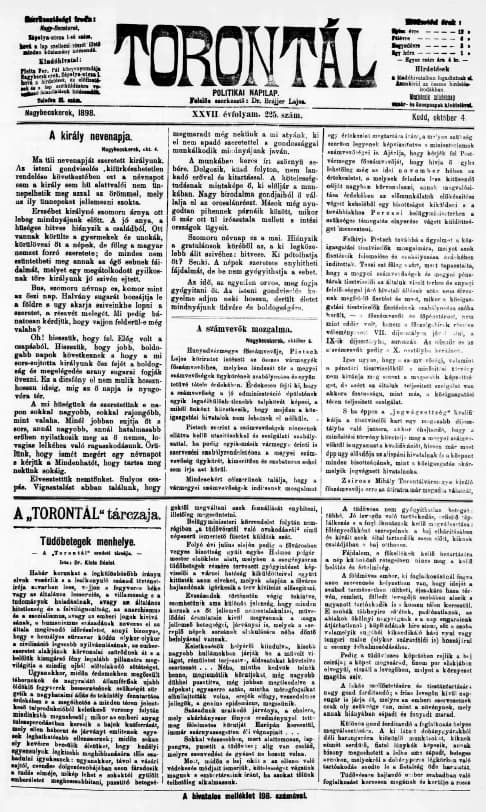 Torontál, 27. évf. 1898. október 4. 225. sz.