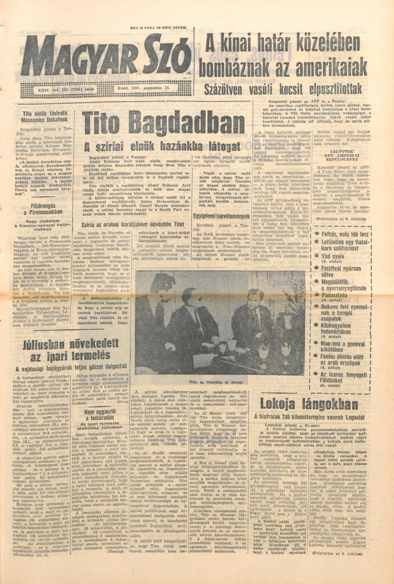 Magyar Szó, 24. évf. 1967. augusztus 15. 223. sz. 1–12. oldal