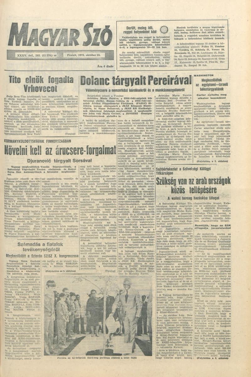 Magyar Szó, 35. évf. 1978. október 13. 282. sz. 1–20. oldal
