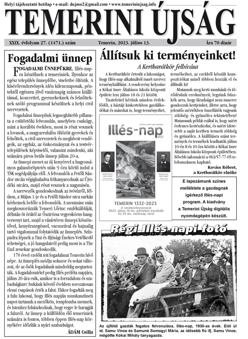 Temerini Újság, 29. évf. 2023. július 13. 27. sz.