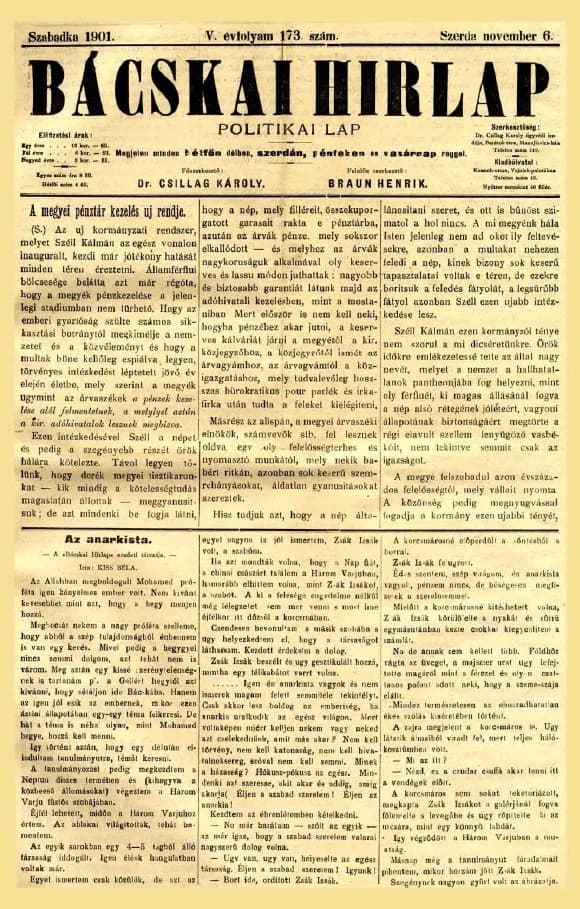 Bácskai Hirlap, 5. évf. 1901. november 6. 173. sz.
