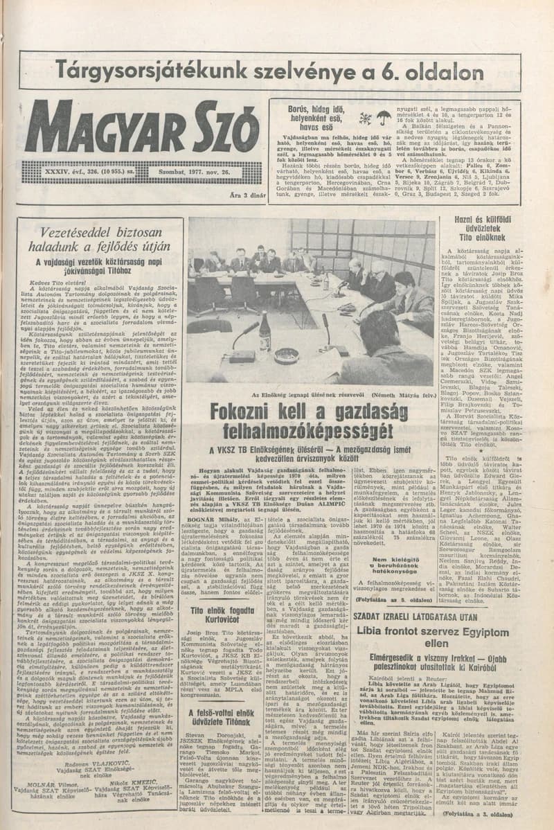 Magyar Szó, 34. évf. 1977. november 26. 326. sz.