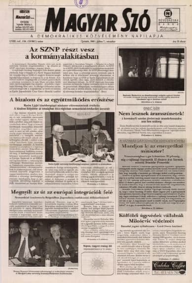 Magyar Szó, 58. évf. 2001. július 7. 156. sz. 1–16. oldal