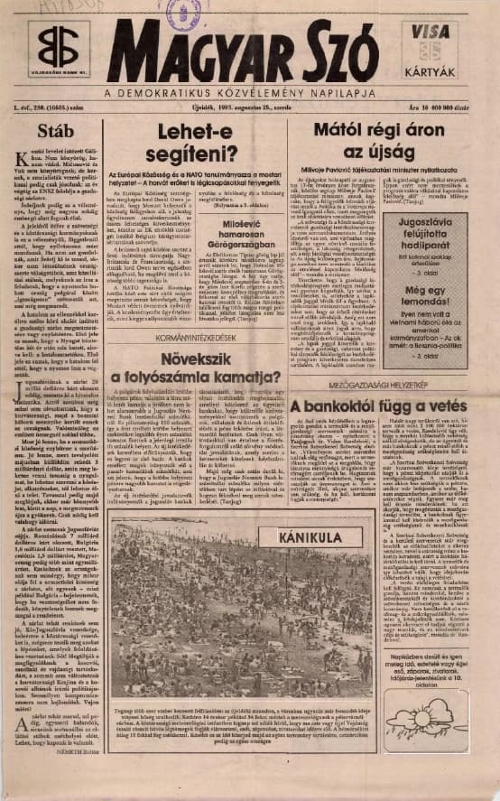 Magyar Szó, 50. évf. 1993. augusztus 25. 230. sz. 1–12. oldal