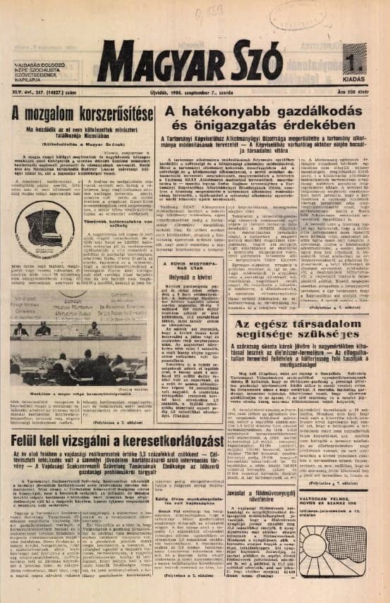 Magyar Szó, 45. évf. 1988. szeptember 7. 247. sz.