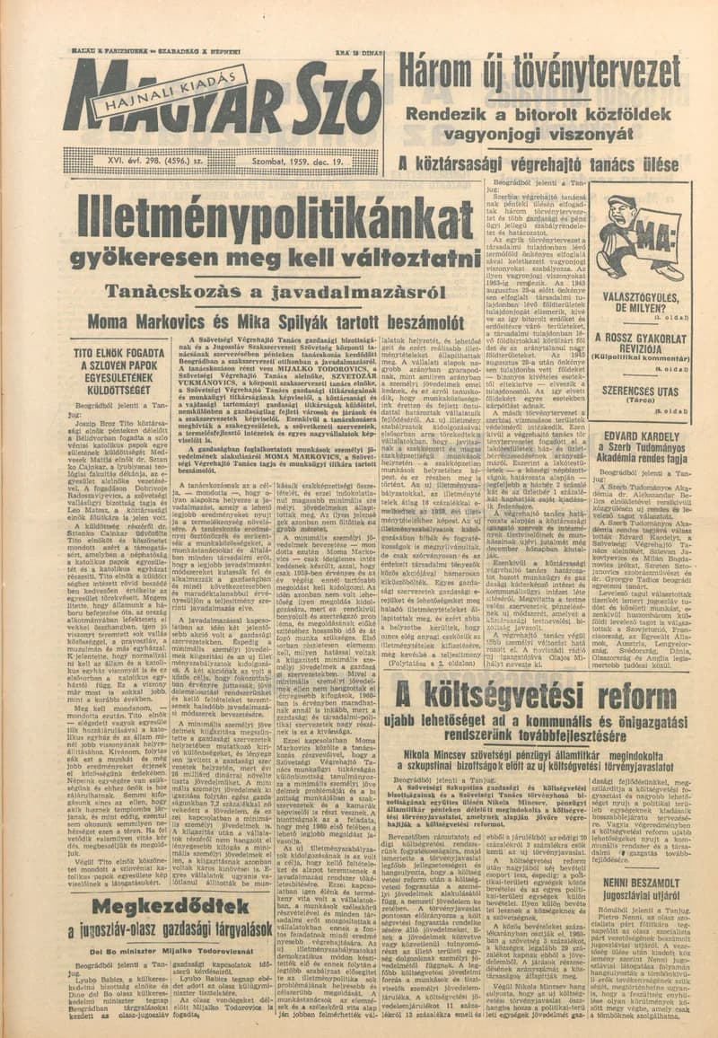 Magyar Szó, 16. évf. 1959. december 19. 298. sz. 1–22. oldal