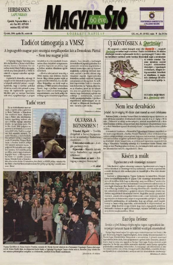 Magyar Szó, 61. évf. 2004. április 29. 99. sz. 1–20. oldal
