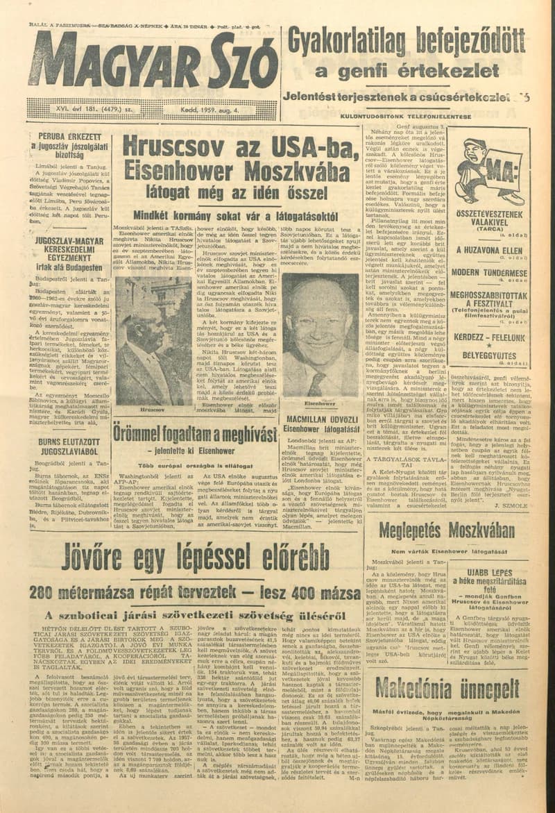 Magyar Szó, 16. évf. 1959. augusztus 4. 181. sz. 1–22. oldal