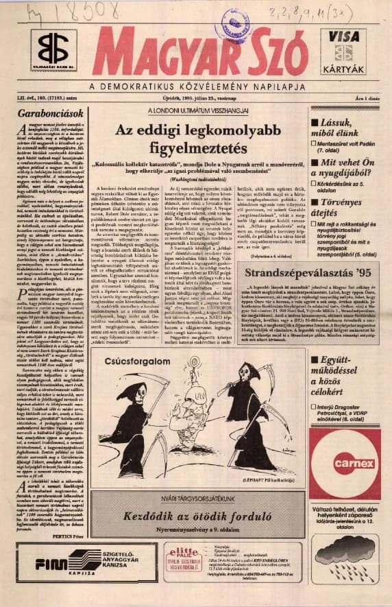 Magyar Szó, 52. évf. 1995. július 23. 169. sz. 1–24. oldal