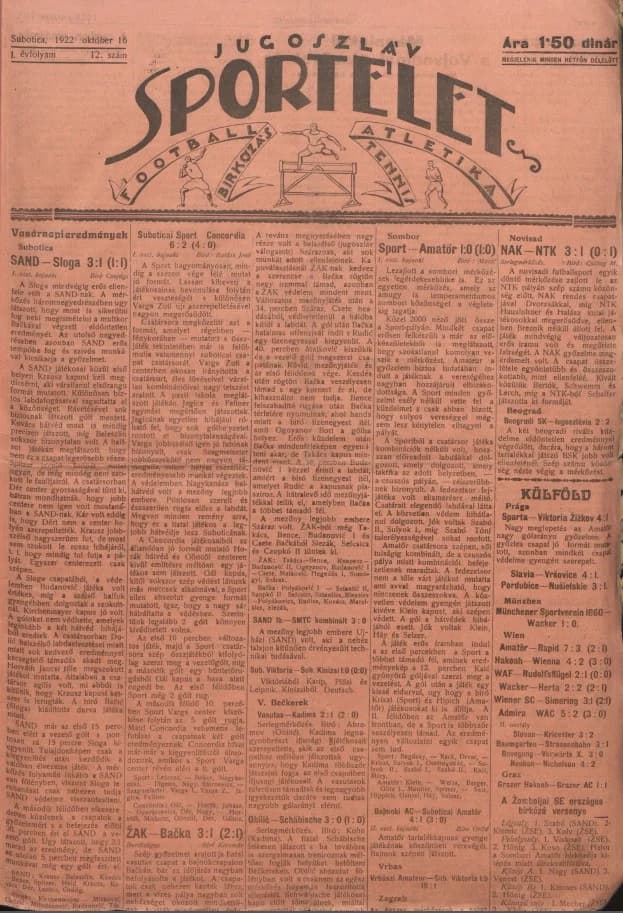 Jugoszláv sportélet, 1. évf. 1922. október 16. 12. sz.