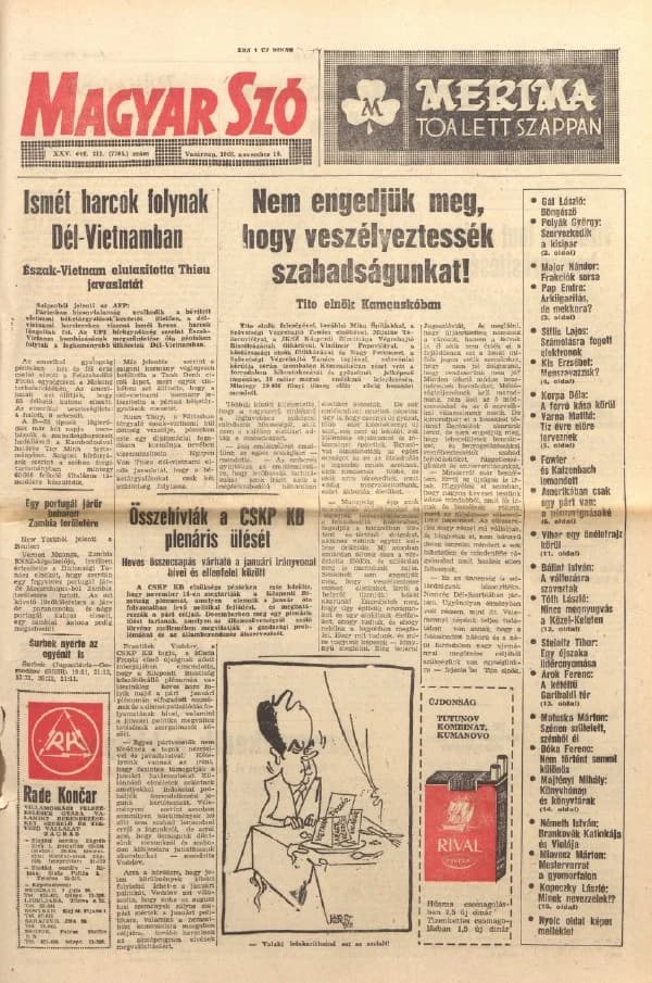 Magyar Szó, 25. évf. 1968. november 10. 311. sz. 1–32. oldal