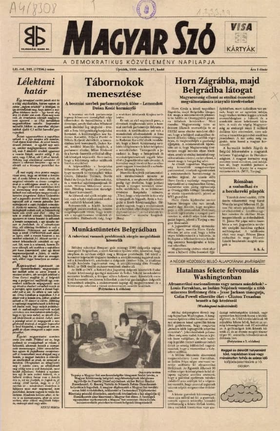 Magyar Szó, 52. évf. 1995. október 17. 242. sz. 1–16. oldal