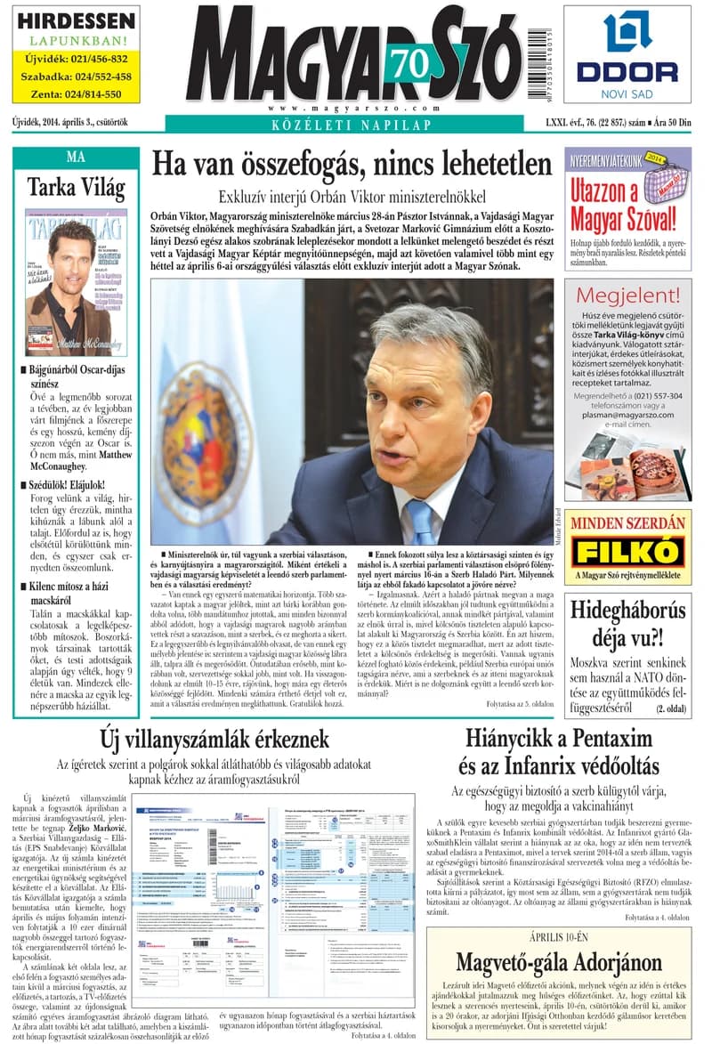 Magyar Szó, 71. évf. 2014. április 3. 76. sz. 1–20. oldal