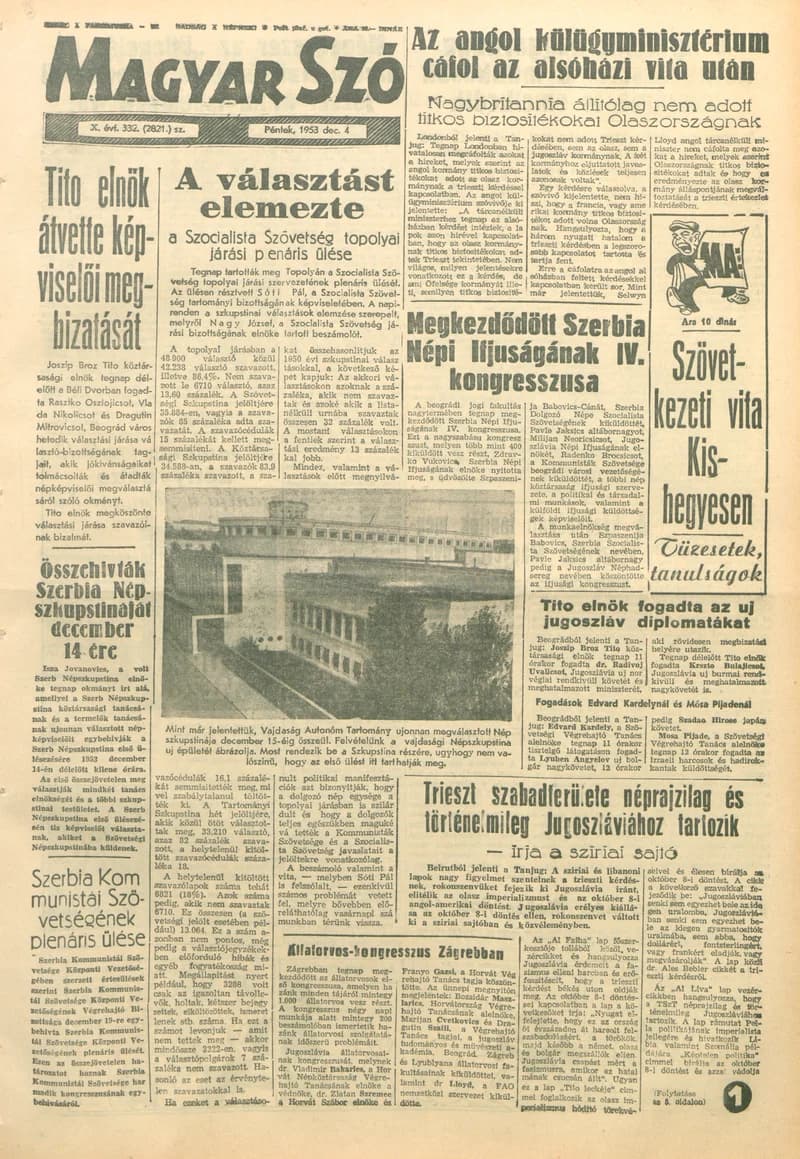 Magyar Szó, 10. évf. 1953. december 4. 332. sz. 1–10. oldal