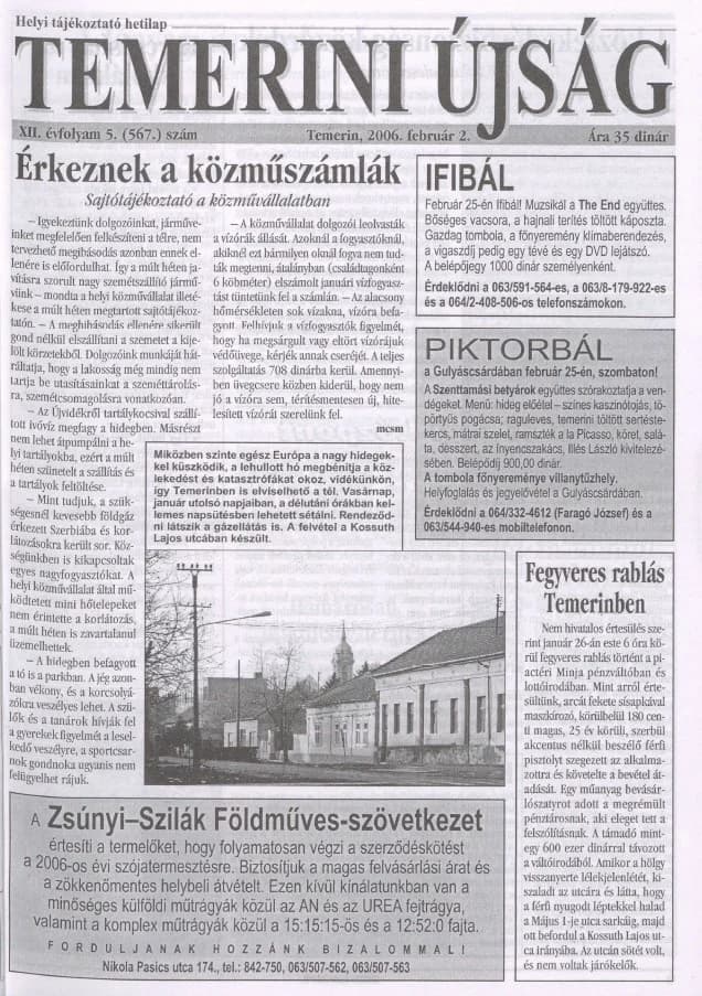 Temerini Újság, 12. évf. 2006. február 2. 5. sz.