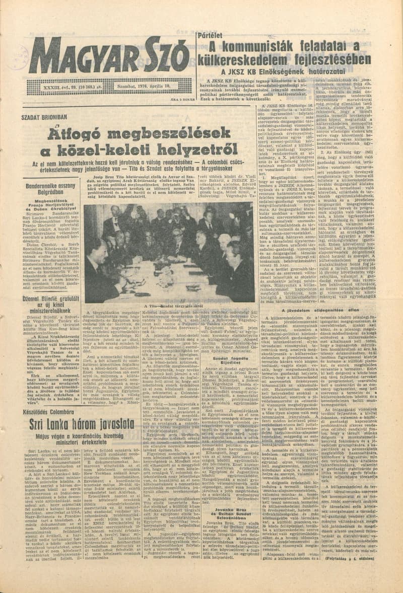 Magyar Szó, 33. évf. 1976. április 10. 99. sz. 1–20. oldal
