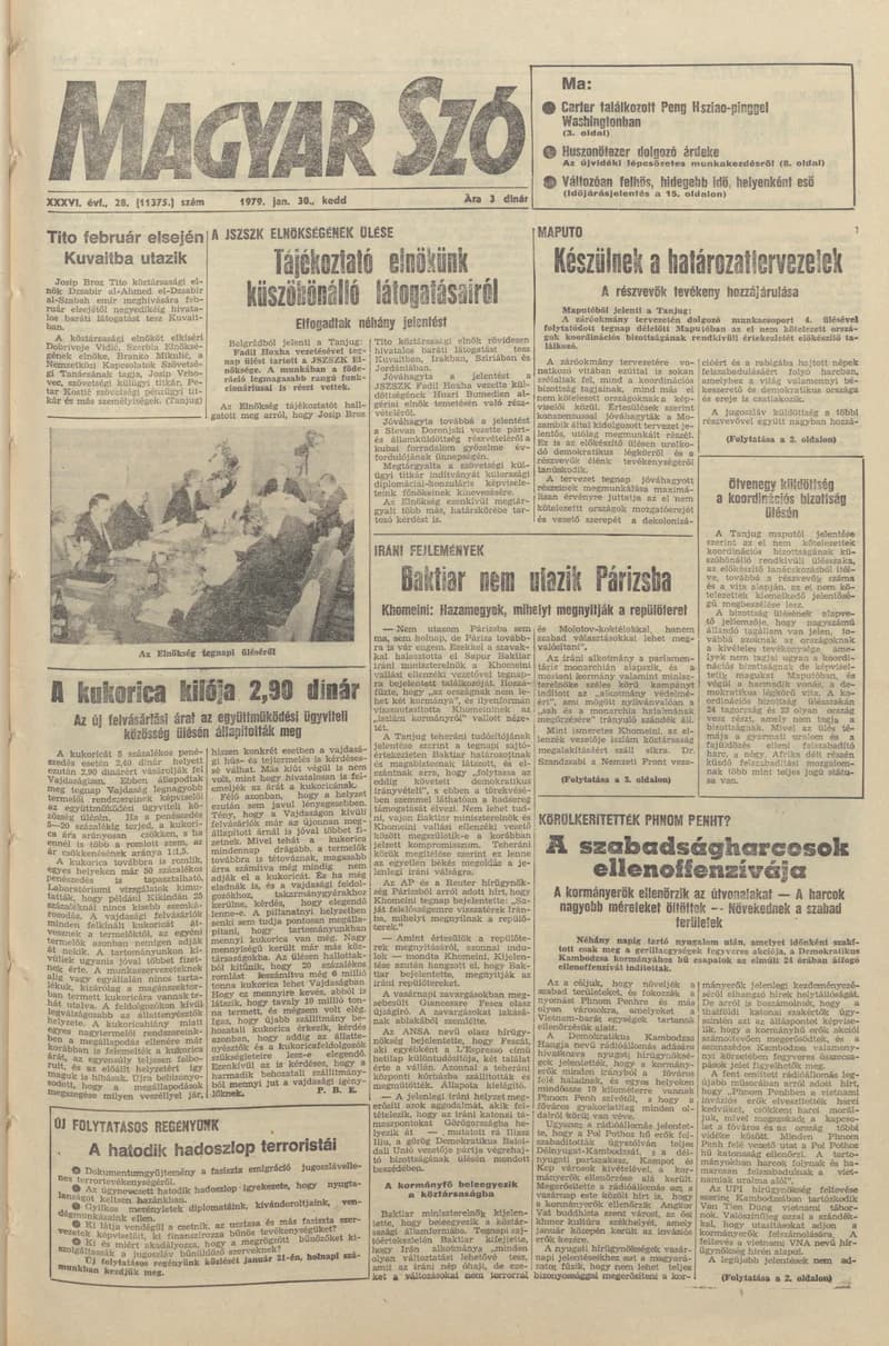 Magyar Szó, 36. évf. 1979. január 30. 28. sz. 1–20. oldal