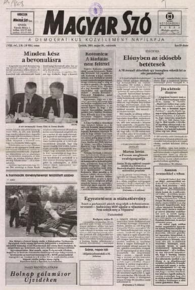 Magyar Szó, 58. évf. 2001. május 24. 118. sz. 1–16. oldal