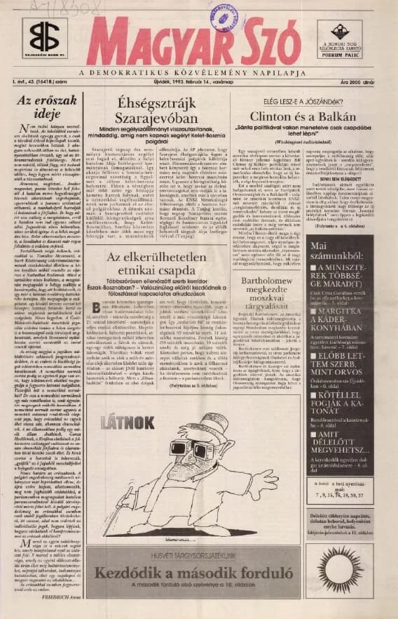 Magyar Szó, 50. évf. 1993. február 14. 43. sz. 1–24. oldal