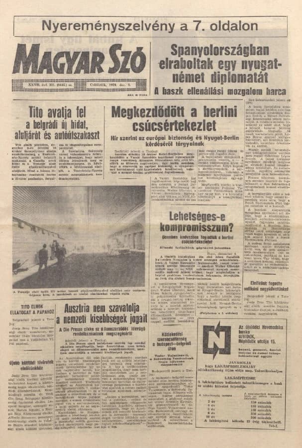 Magyar Szó, 27. évf. 1970. december 3. 331. sz. 1–16. oldal