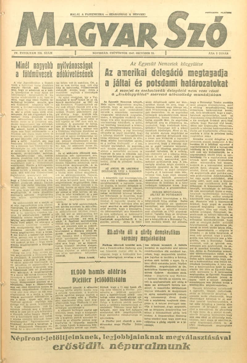 Magyar Szó, 4. évf. 1947. október 23. 259. sz. 1–8. oldal