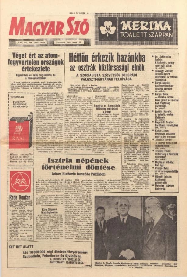 Magyar Szó, 25. évf. 1968. szeptember 29. 269. sz. 1–36. oldal