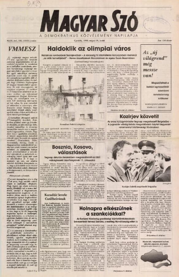 Magyar Szó, 49. évf. 1992. május 19. 135. sz. 1–20. oldal