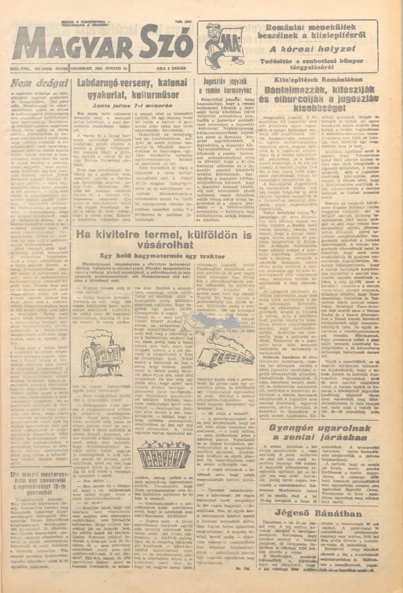 Magyar Szó, 8. évf. 1951. június 30. 153. sz. 1–4. oldal