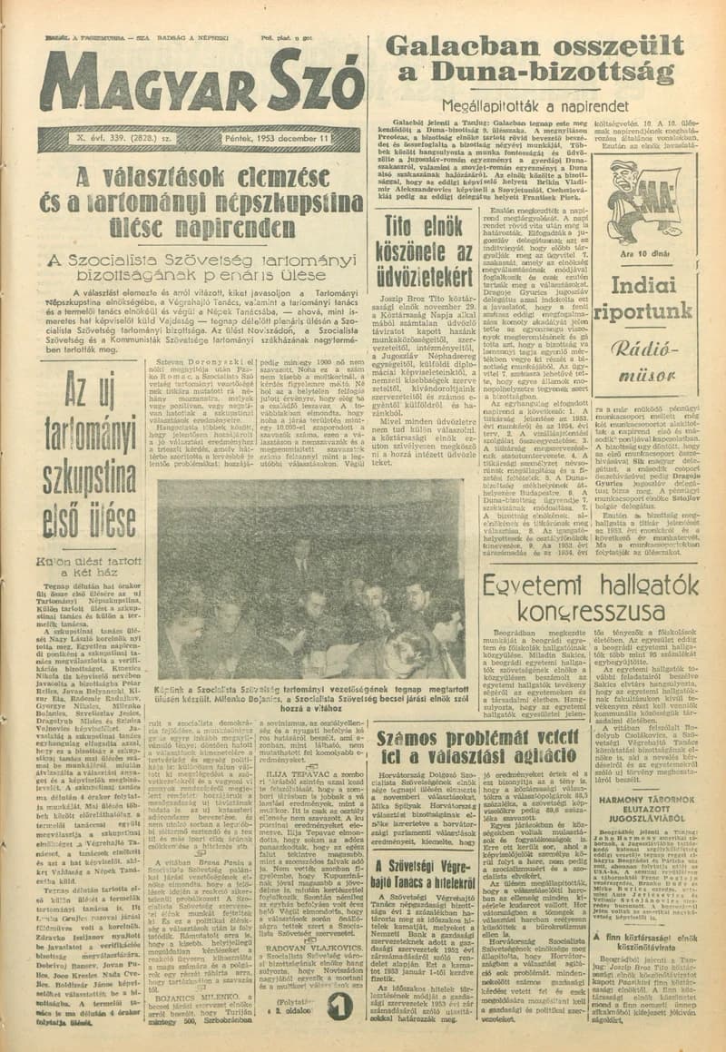 Magyar Szó, 10. évf. 1953. december 11. 339. sz. 1–12. oldal