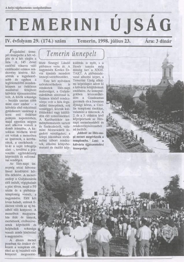 Temerini Újság, 4. évf. 1998. július 23. 29. sz.