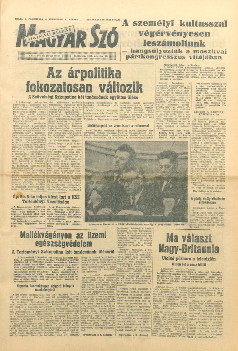 Magyar Szó, 23. évf. 1966. március 31. 88. sz.