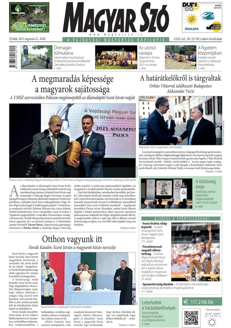 Magyar Szó, 80. évf. 2023. augusztus 21. 191. sz. 1–16. oldal