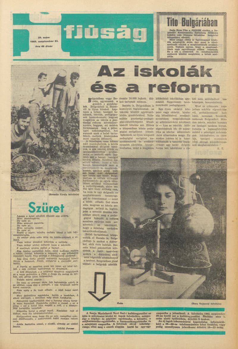 Ifjúság, 21. évf. 1965. szeptember 23. 25. sz.