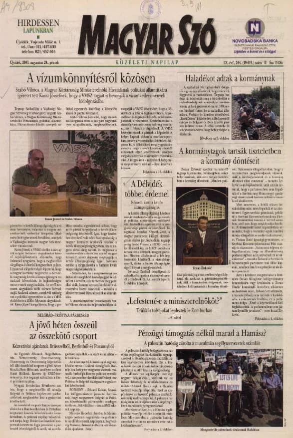 Magyar Szó, 60. évf. 2003. augusztus 29. 204. sz. 1–16. oldal