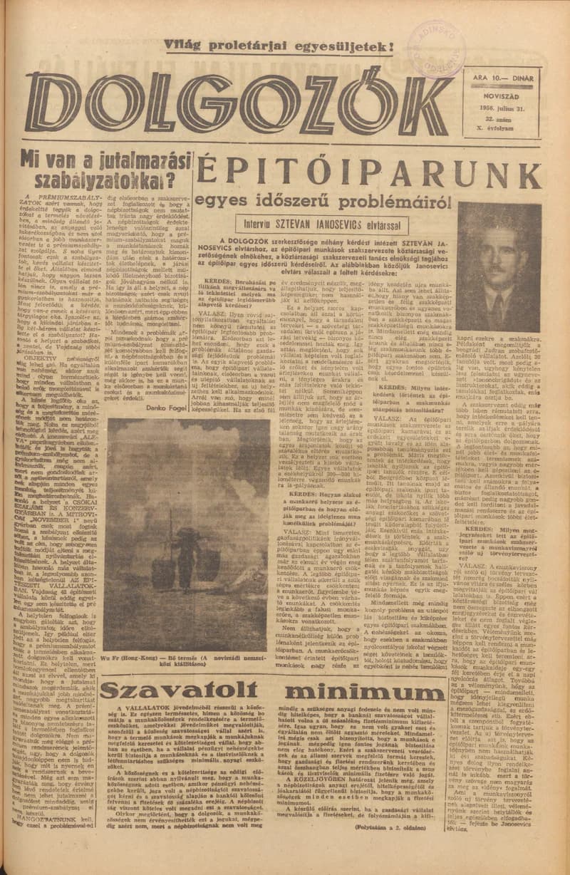 Dolgozók, 10. évf. 1956. július 31. 32. sz.