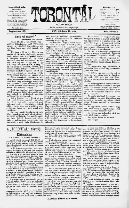 Torontál, 30. évf. 1901. március 5. 53. sz.