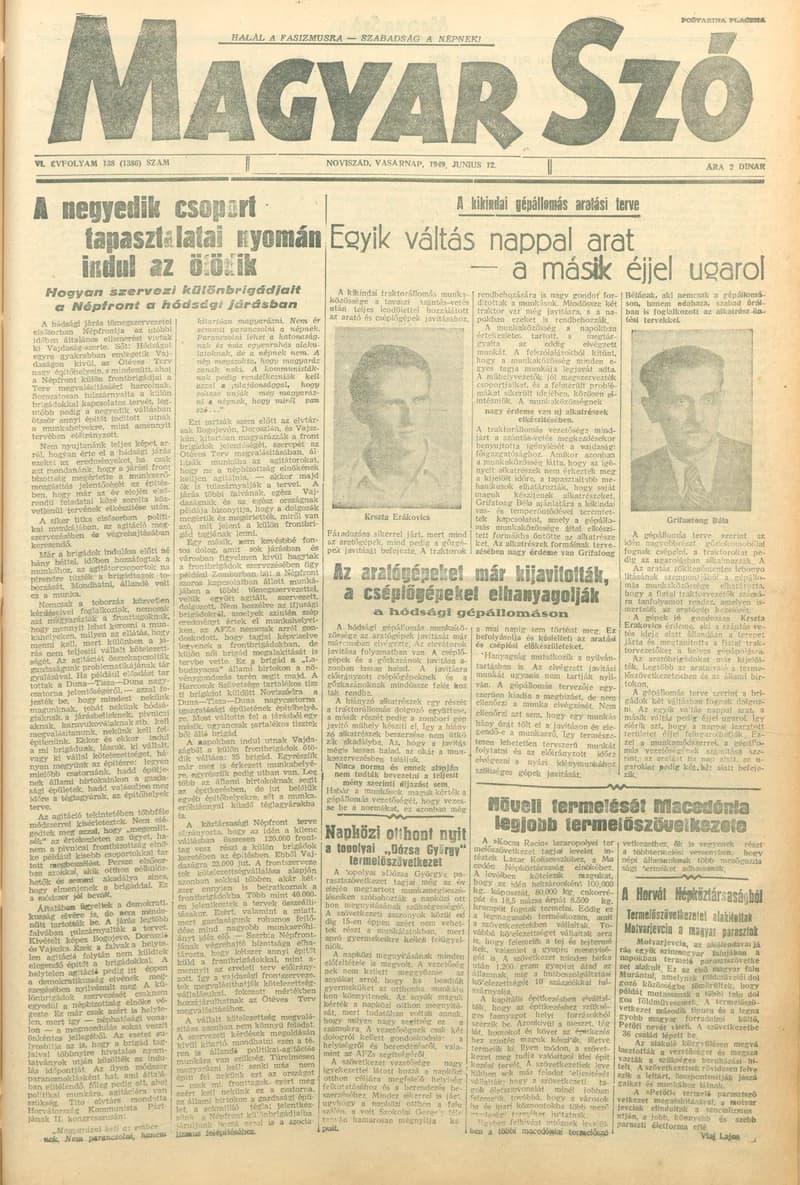 Magyar Szó, 6. évf. 1949. június 12. 138. sz. 1–4. oldal