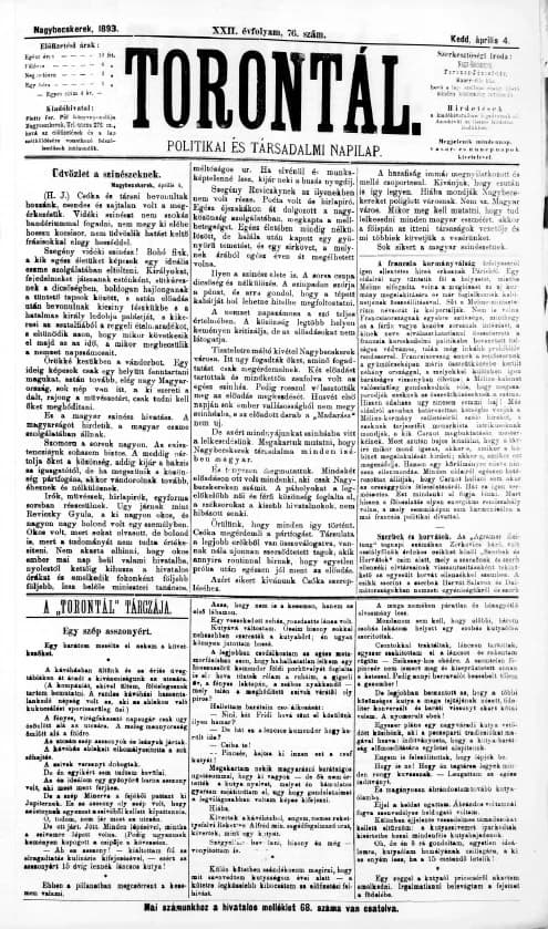 Torontál, 22. évf. 1893. április 4. 76. sz.
